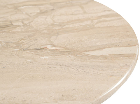 Nova Beige Genuine Marble And Mango Wood End Table, 1 Piece