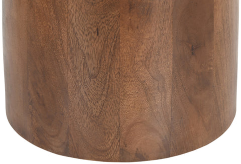 Nova Beige Genuine Marble And Mango Wood End Table, 1 Piece
