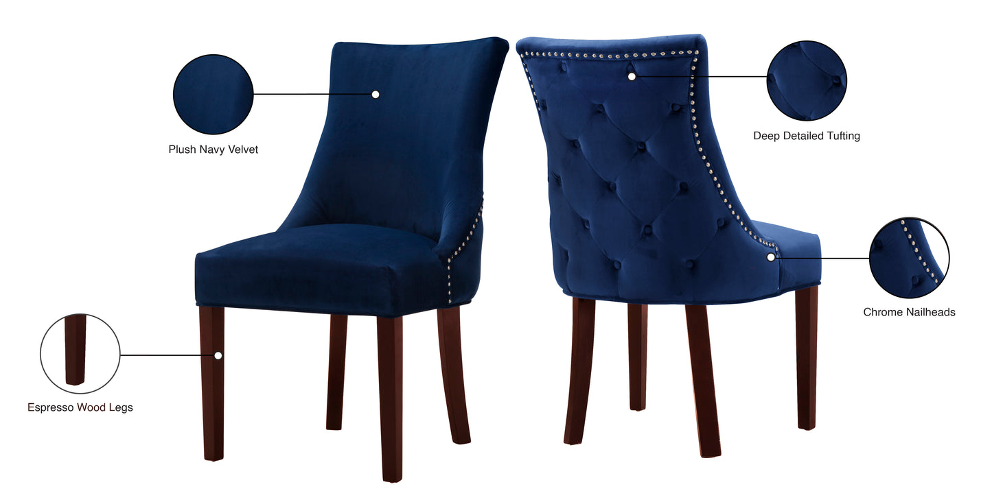 burke navy velvet dining chair c