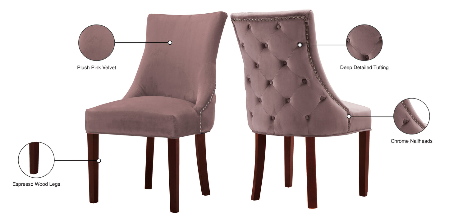 burke pink velvet dining chair c