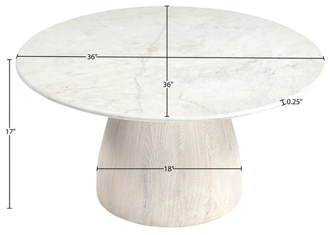Nova White Genuine Marble And Mango Wood Coffee Table, 1 Piece