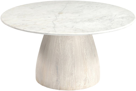 Nova White Genuine Marble And Mango Wood Coffee Table, 1 Piece