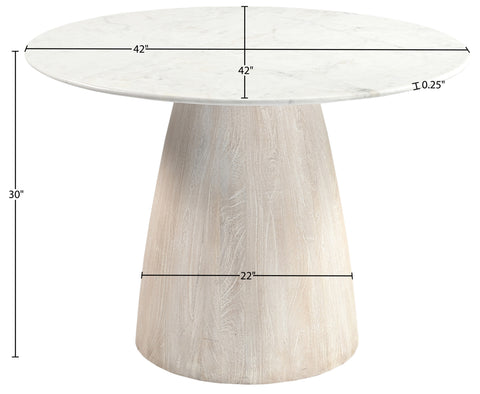Nova 42" White Genuine Marble And Mango Wood Dining Table, 1 Piece