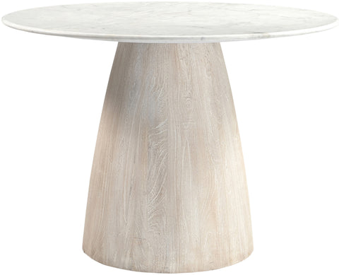 Nova 42" White Genuine Marble And Mango Wood Dining Table, 1 Piece