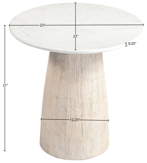Nova White Genuine Marble And Mango Wood End Table, 1 Piece