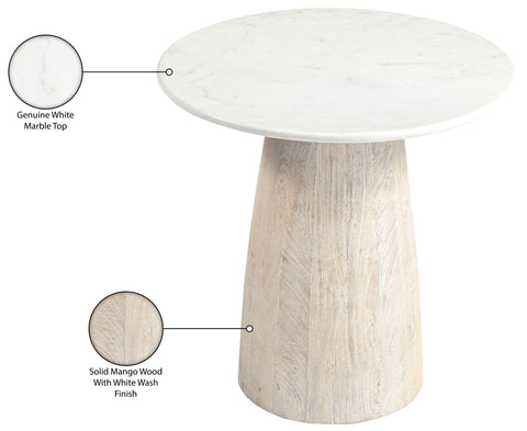 Nova White Genuine Marble And Mango Wood End Table, 1 Piece