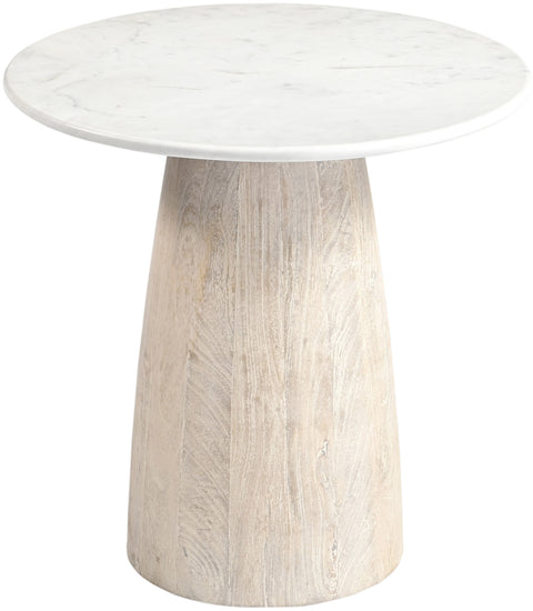 Nova White Genuine Marble And Mango Wood End Table, 1 Piece