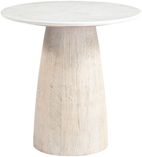 Nova White Genuine Marble And Mango Wood End Table, 1 Piece