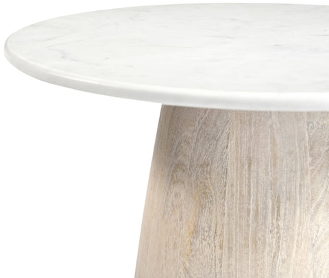 Nova White Genuine Marble And Mango Wood End Table, 1 Piece