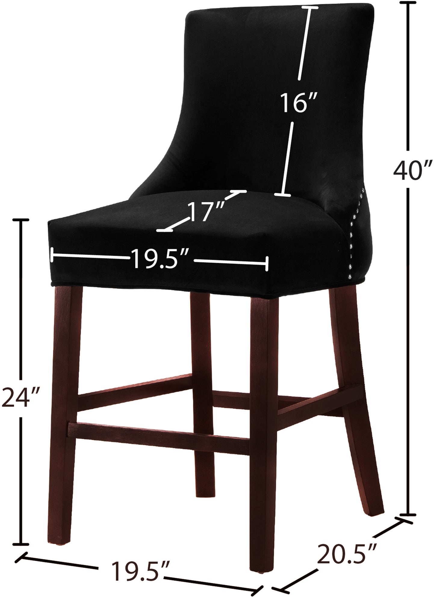 burke black velvet stool c