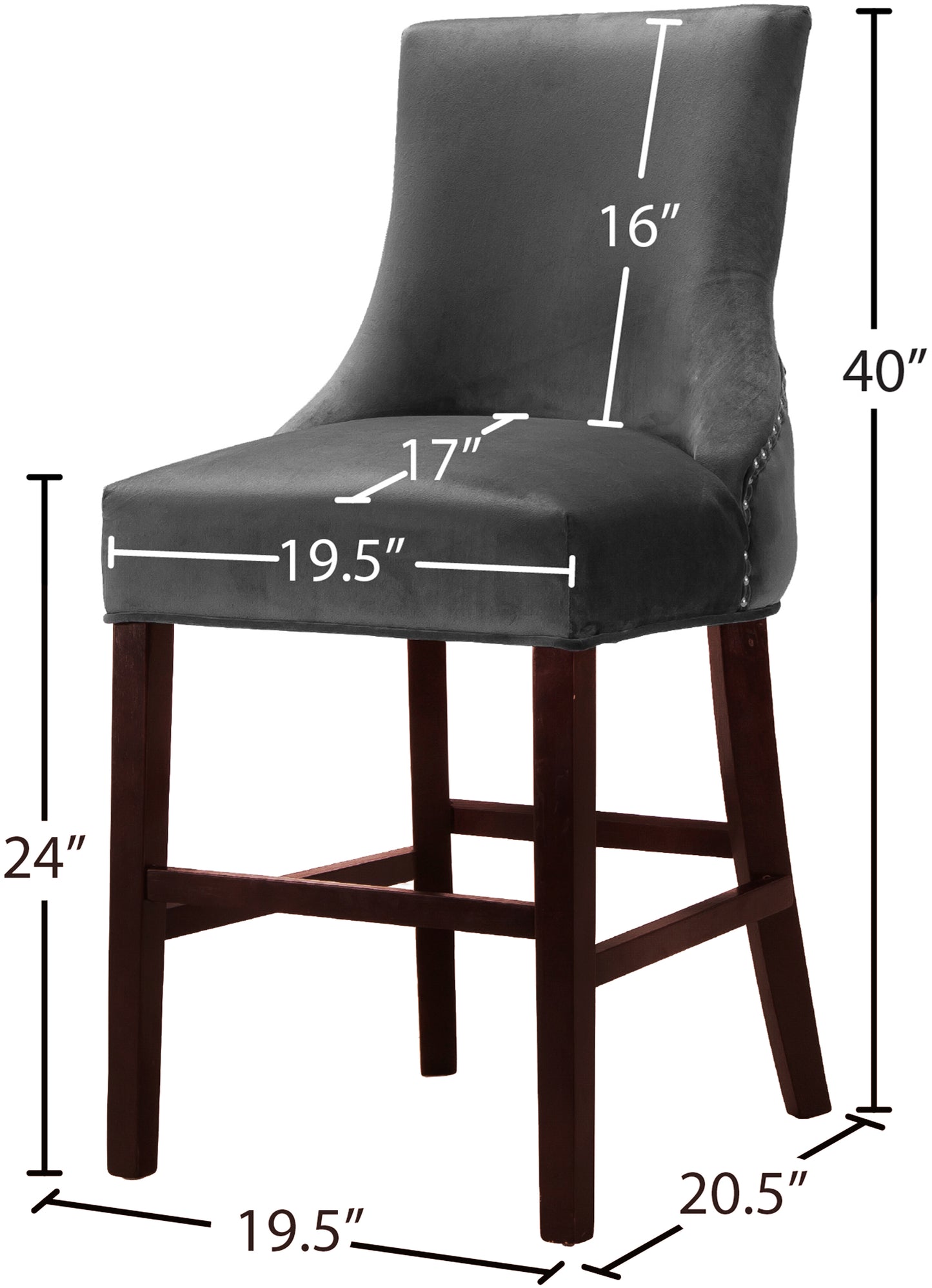 burke grey velvet stool c