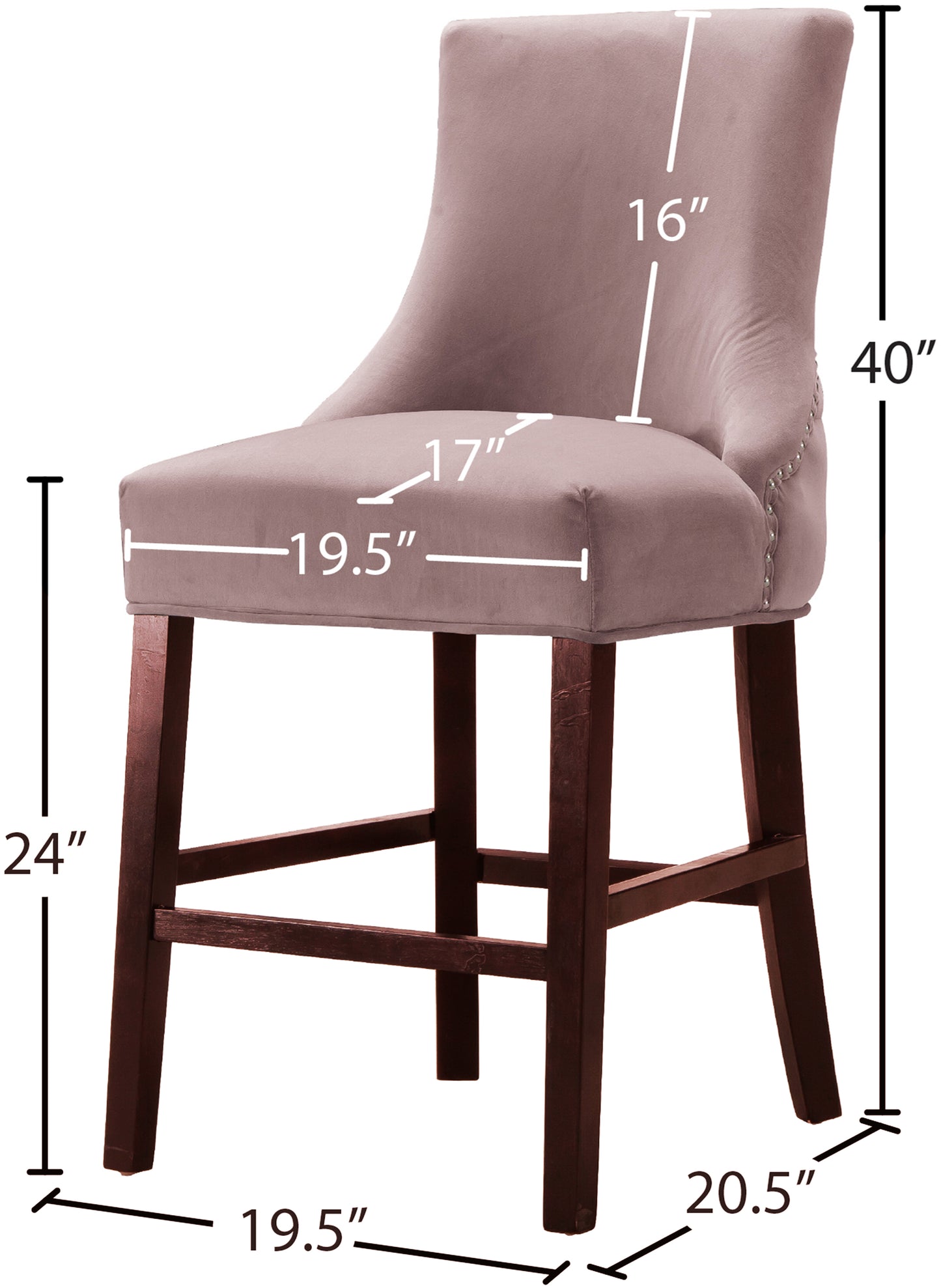 burke pink velvet stool c