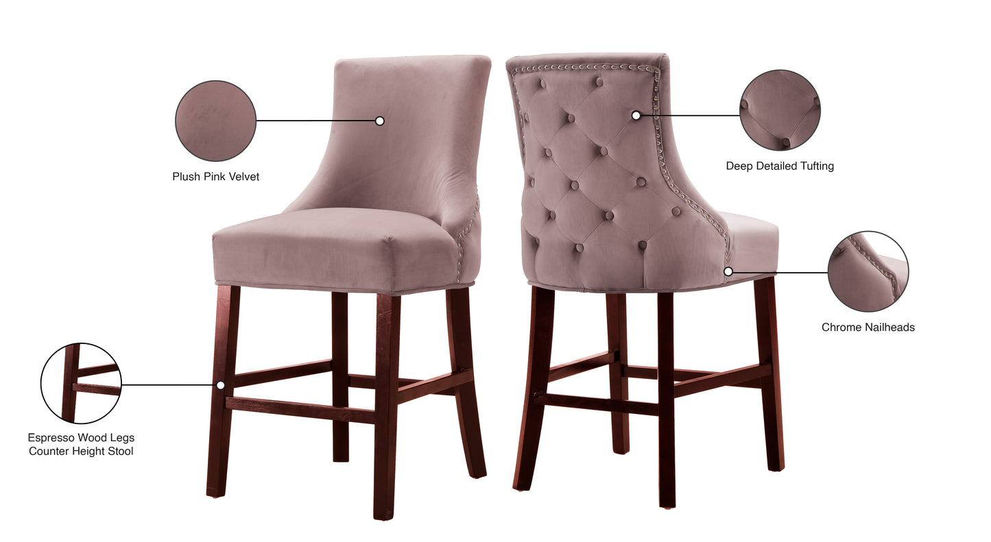 burke pink velvet stool c