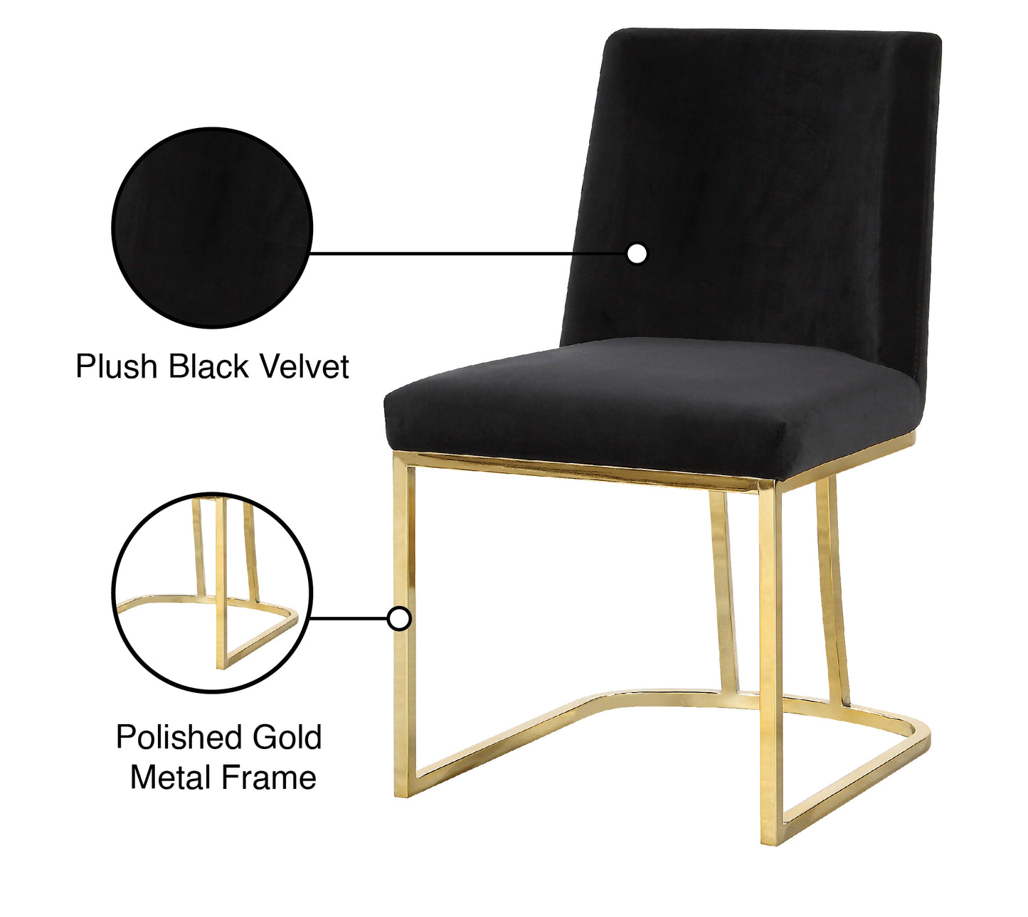 calvin black velvet dining chair c