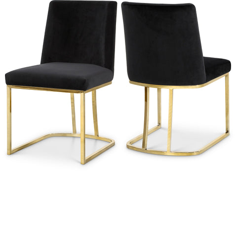 Harper Black Velvet Upholstered Dining Chair, 2-Piece (Style 2)