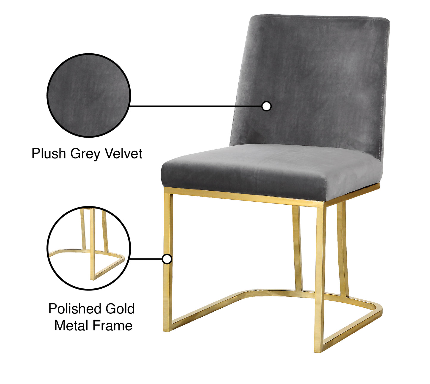 calvin grey velvet dining chair c