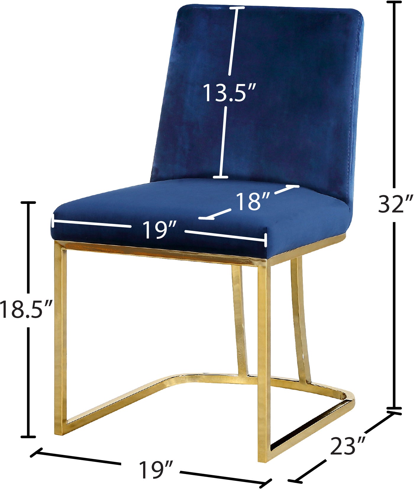 calvin navy velvet dining chair c