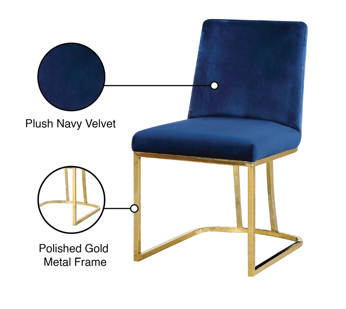 calvin navy velvet dining chair c