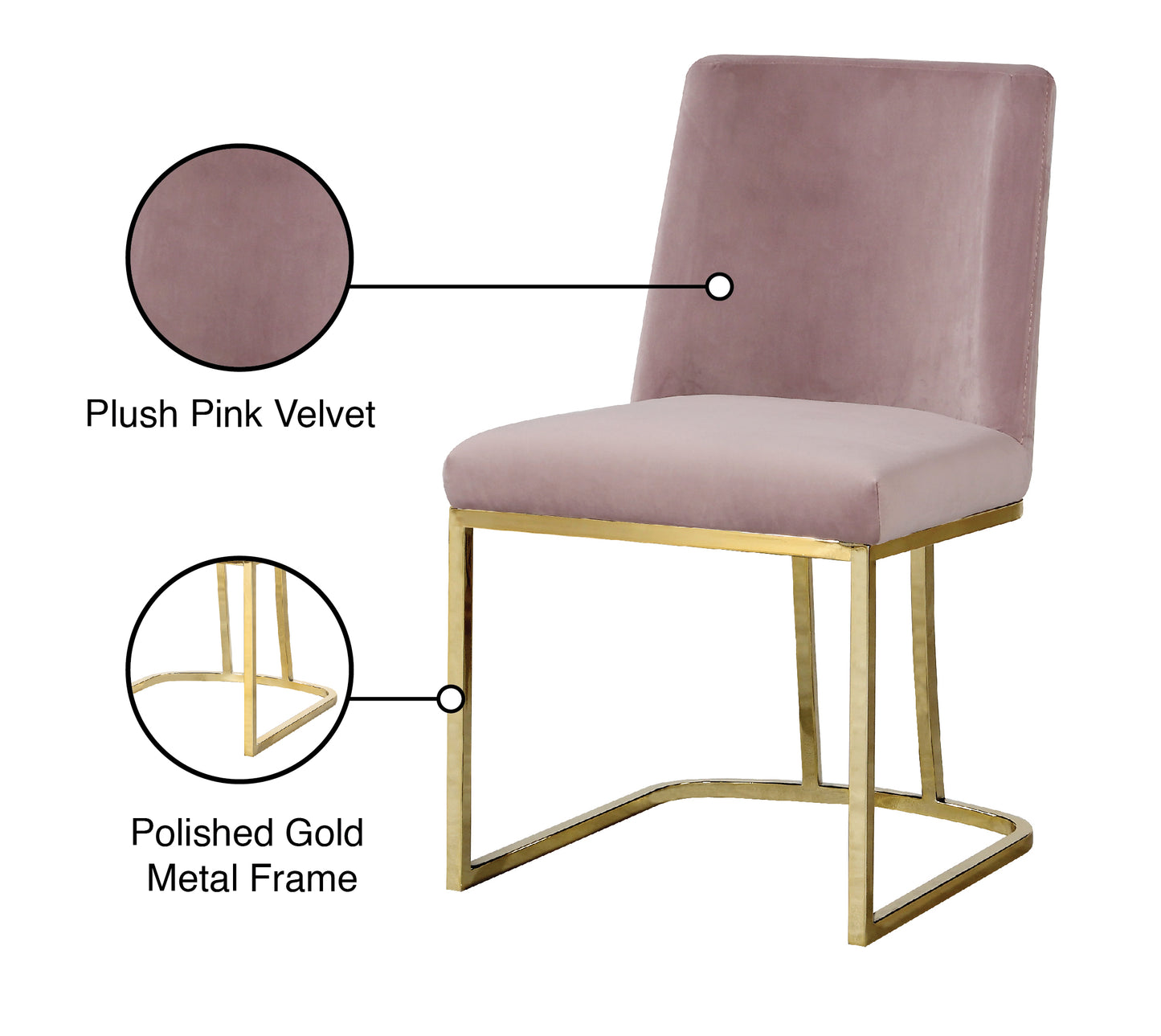 calvin pink velvet dining chair c