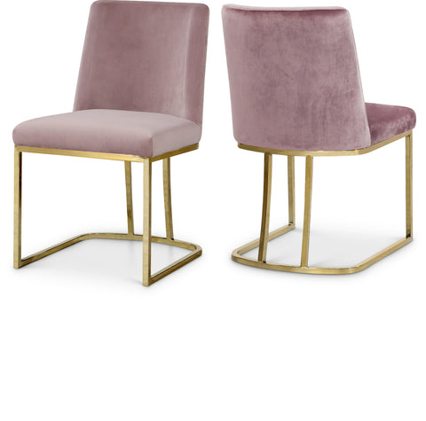 Harper Pink Velvet Upholstered Dining Chair, 2-Piece