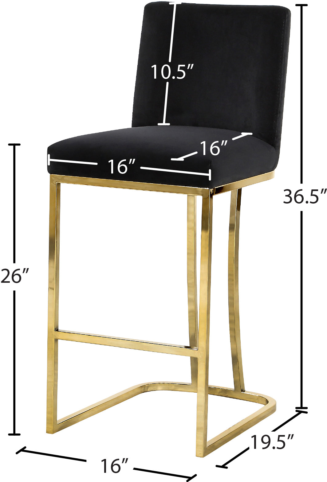 calvin black velvet stool c