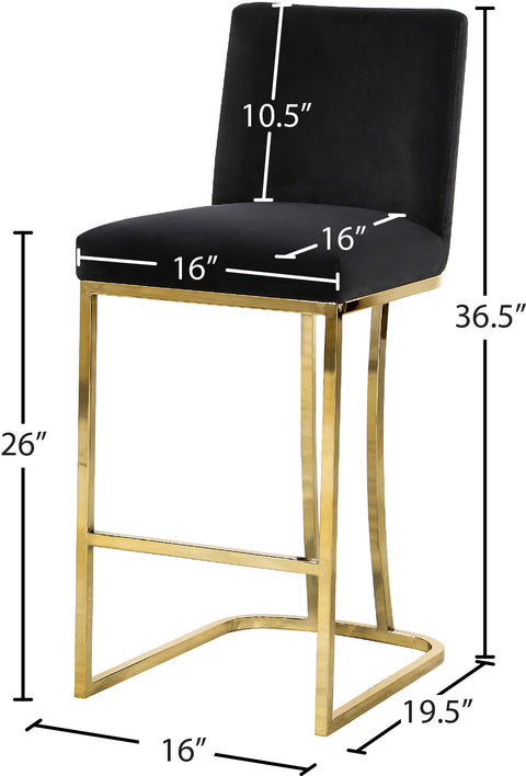 Calvin Black Velvet Stool C