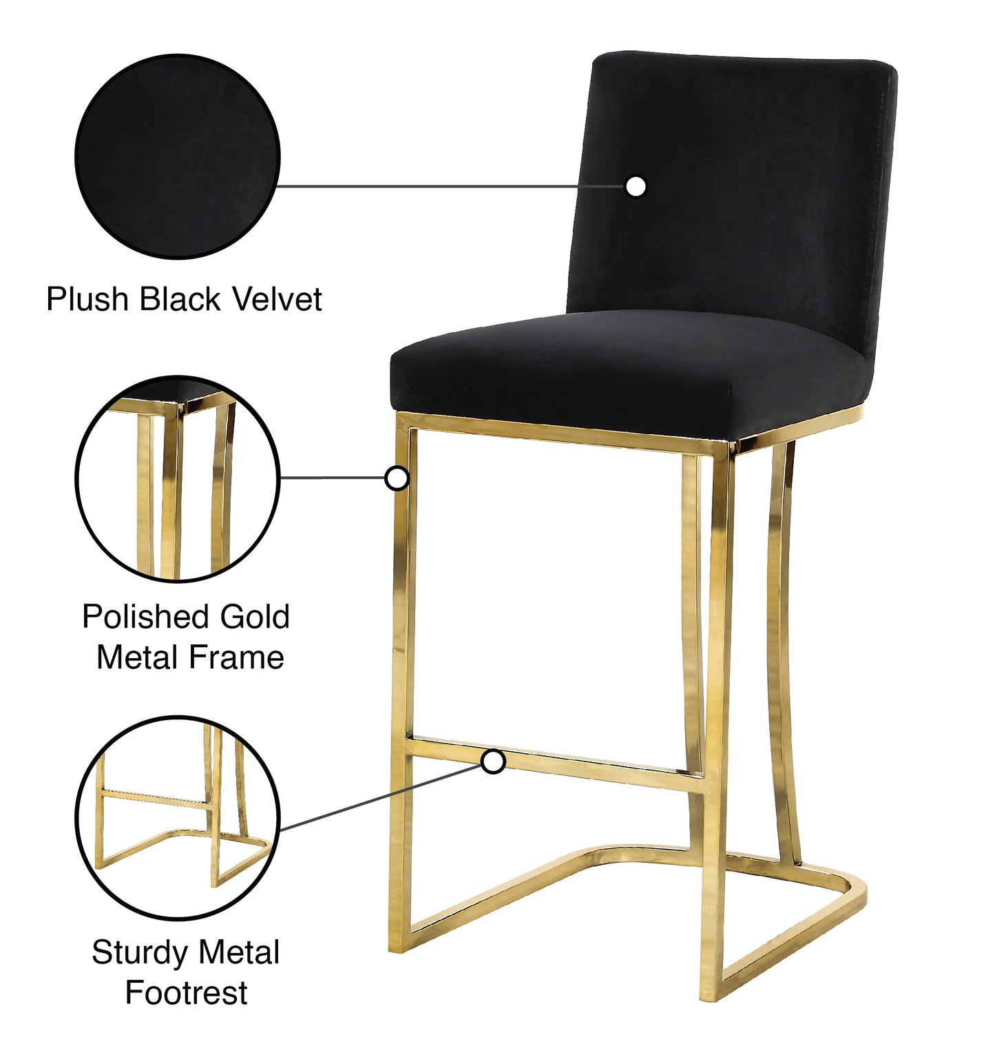 calvin black velvet stool c