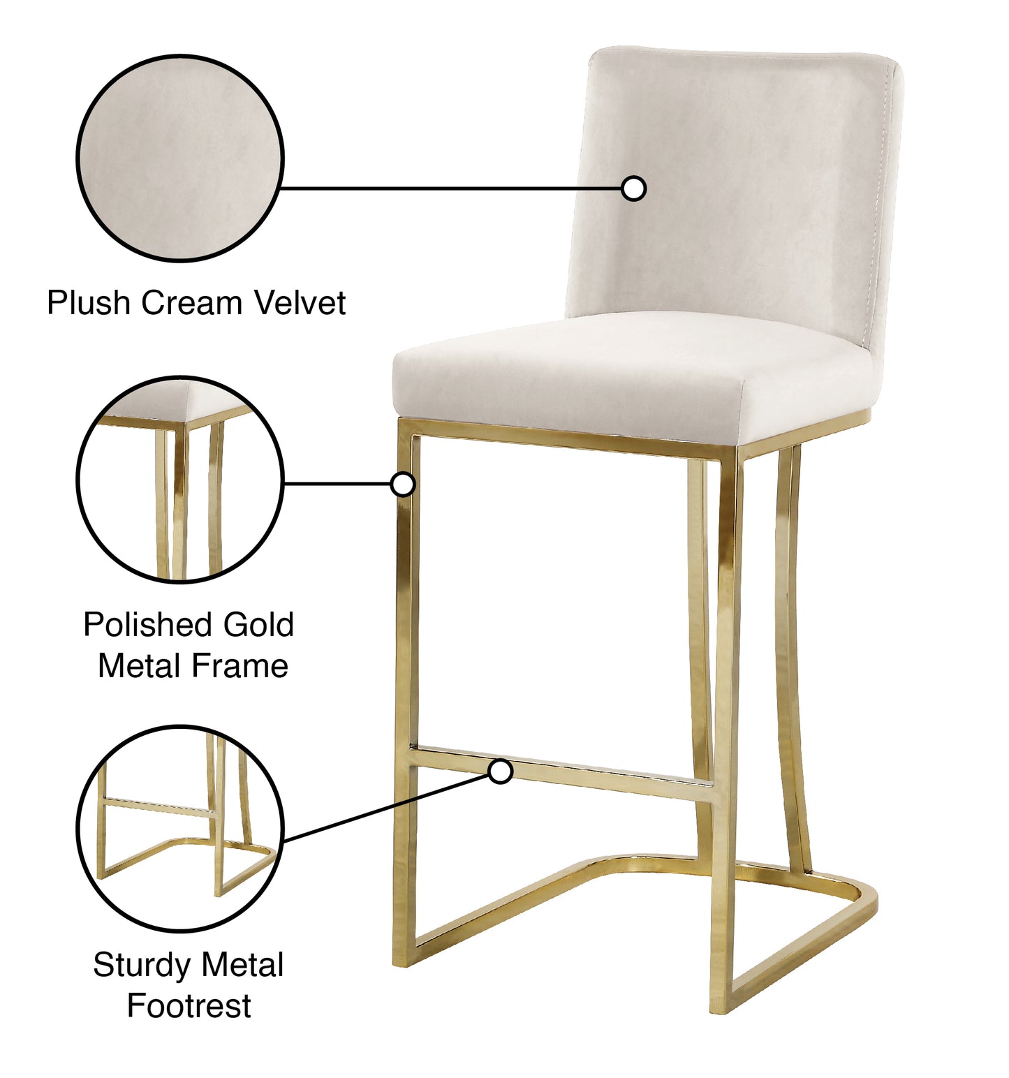 calvin cream velvet stool c