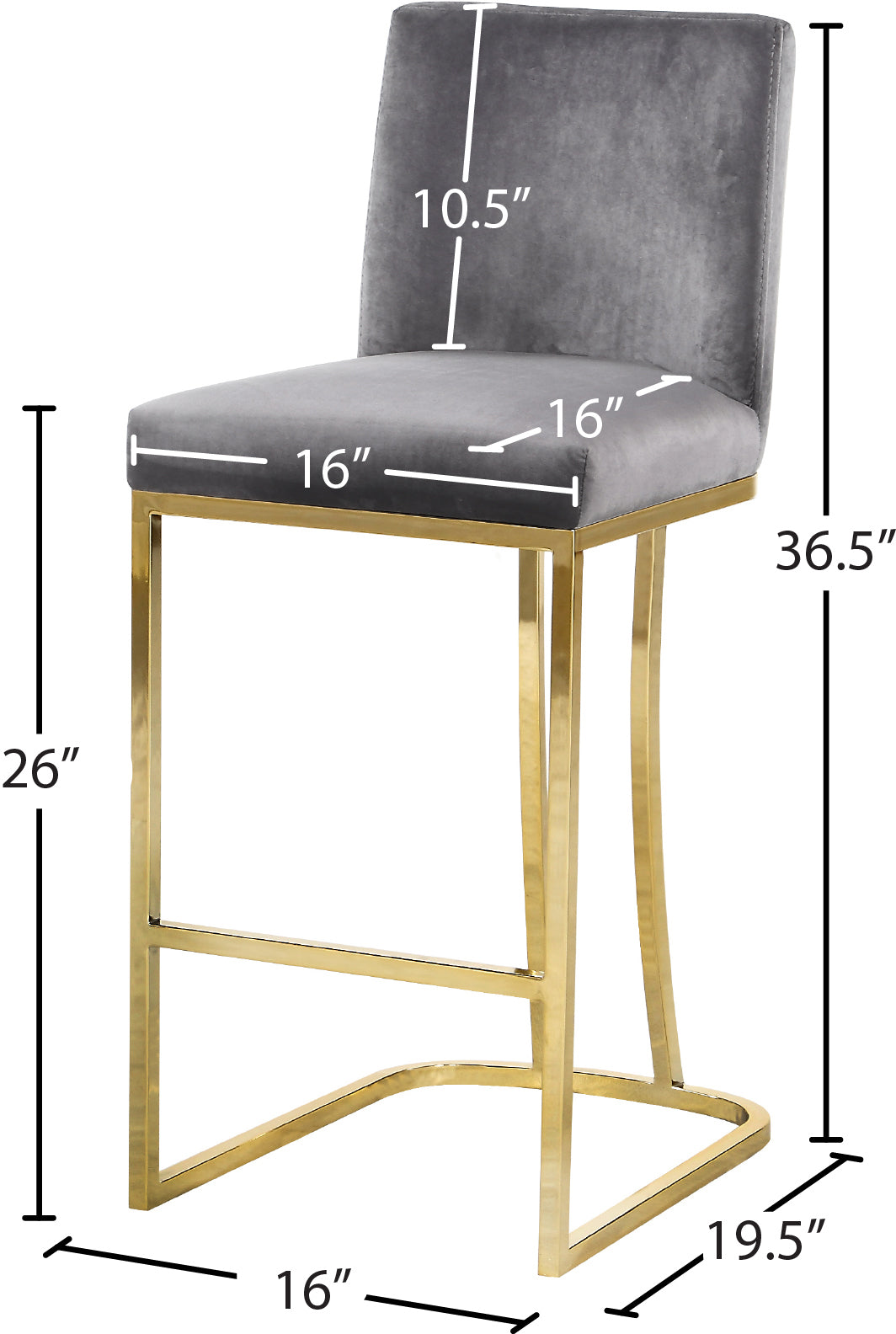 calvin grey velvet stool c