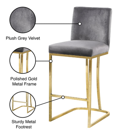 Calvin Grey Velvet Stool C