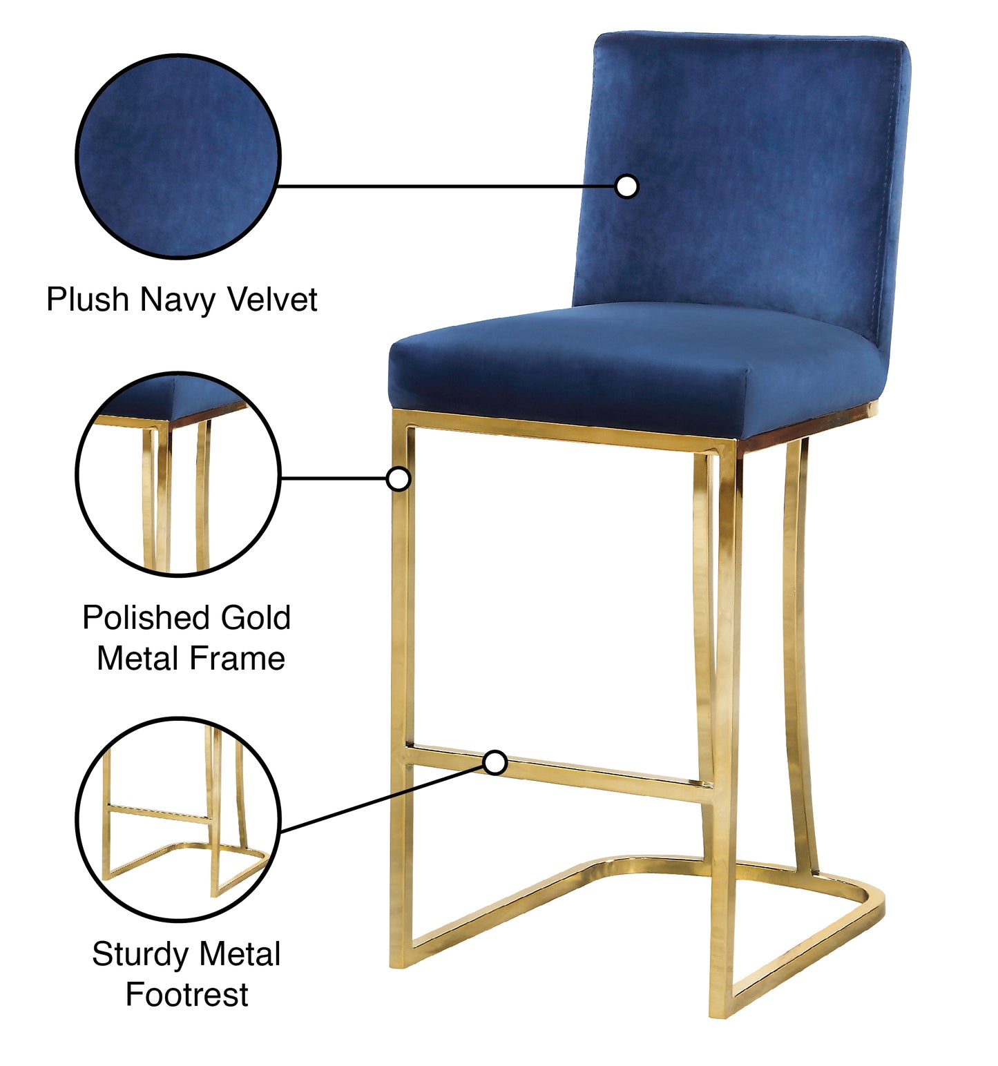 calvin navy velvet stool c