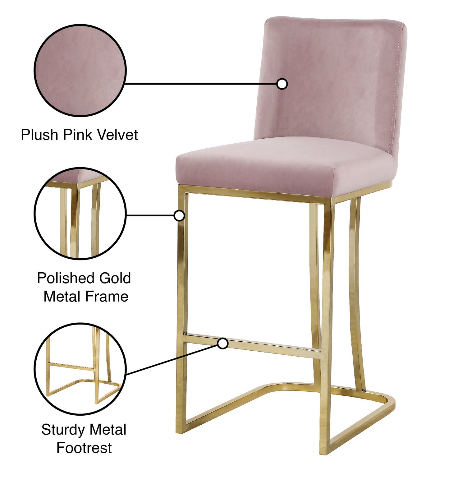 calvin pink velvet stool c