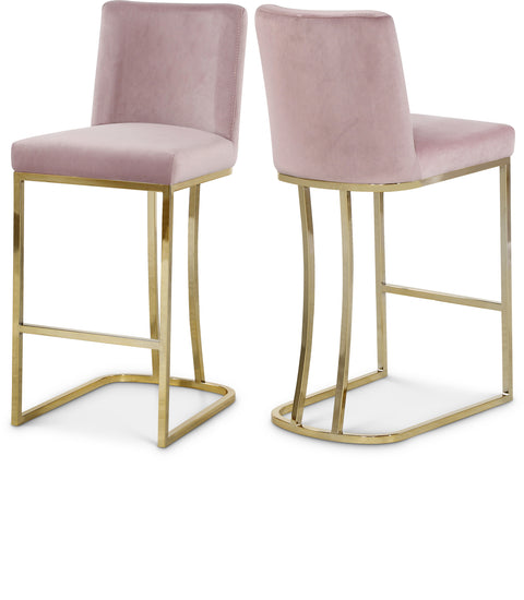 Harper Pink Velvet Upholstered Counter Stool, 1 Piece