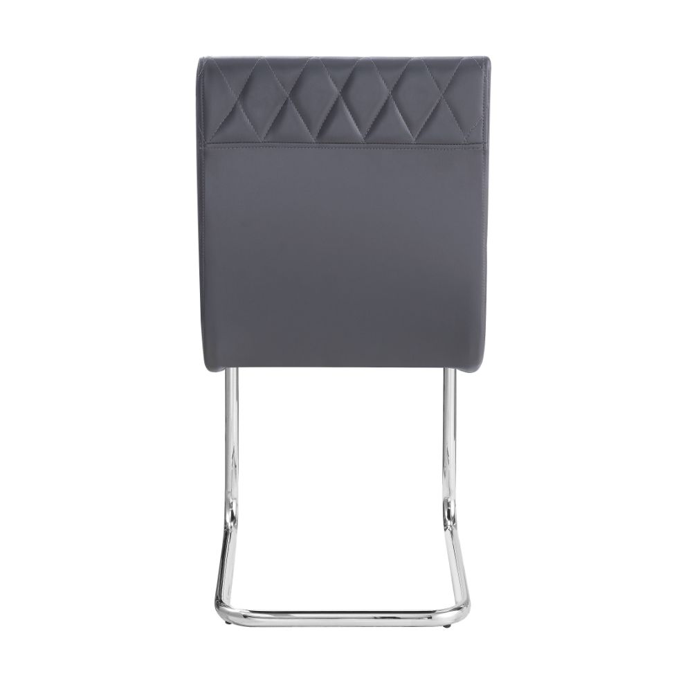 gustave side chair (set-2), gray synthetic leather & chrome finish