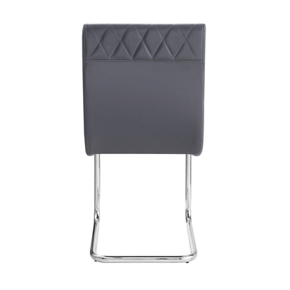 Gustave Side Chair (Set-2), Gray Synthetic Leather & Chrome Finish