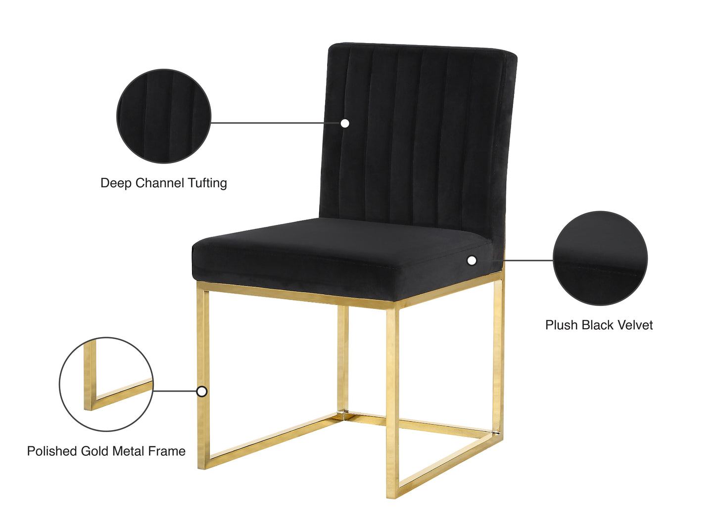 malin black velvet dining chair c