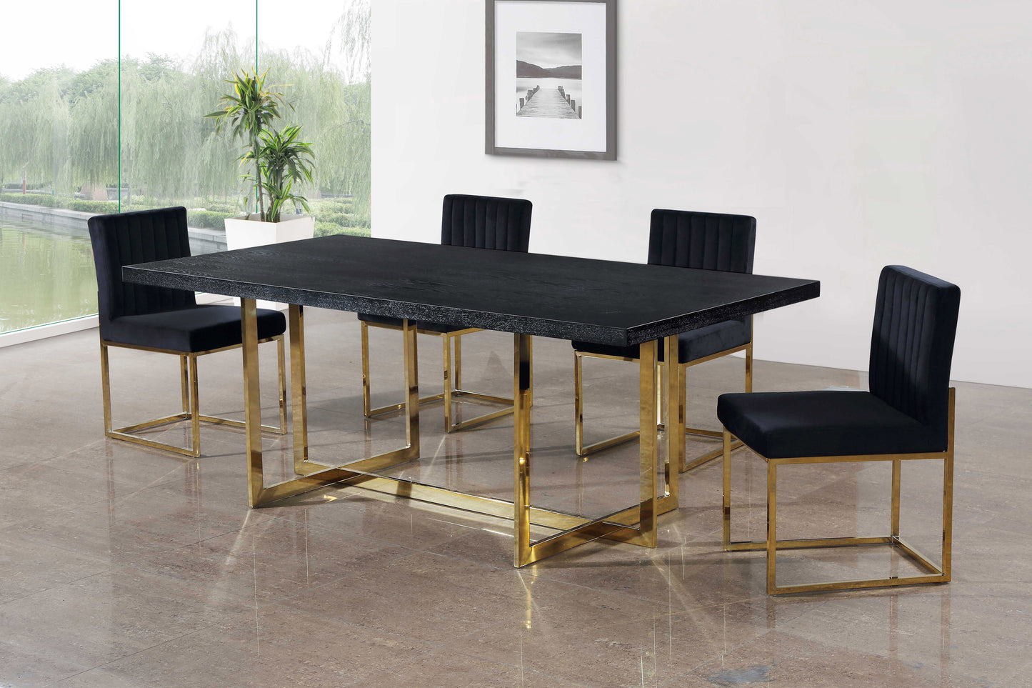 marmo black velvet dining chair