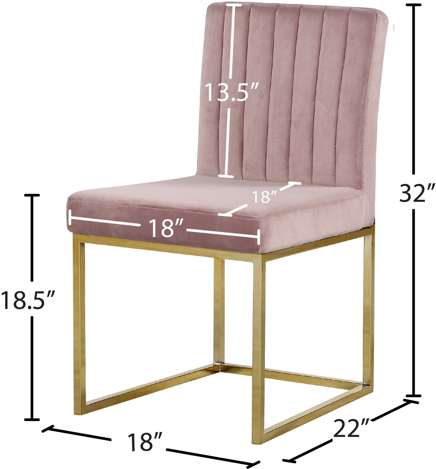 malin pink velvet dining chair c