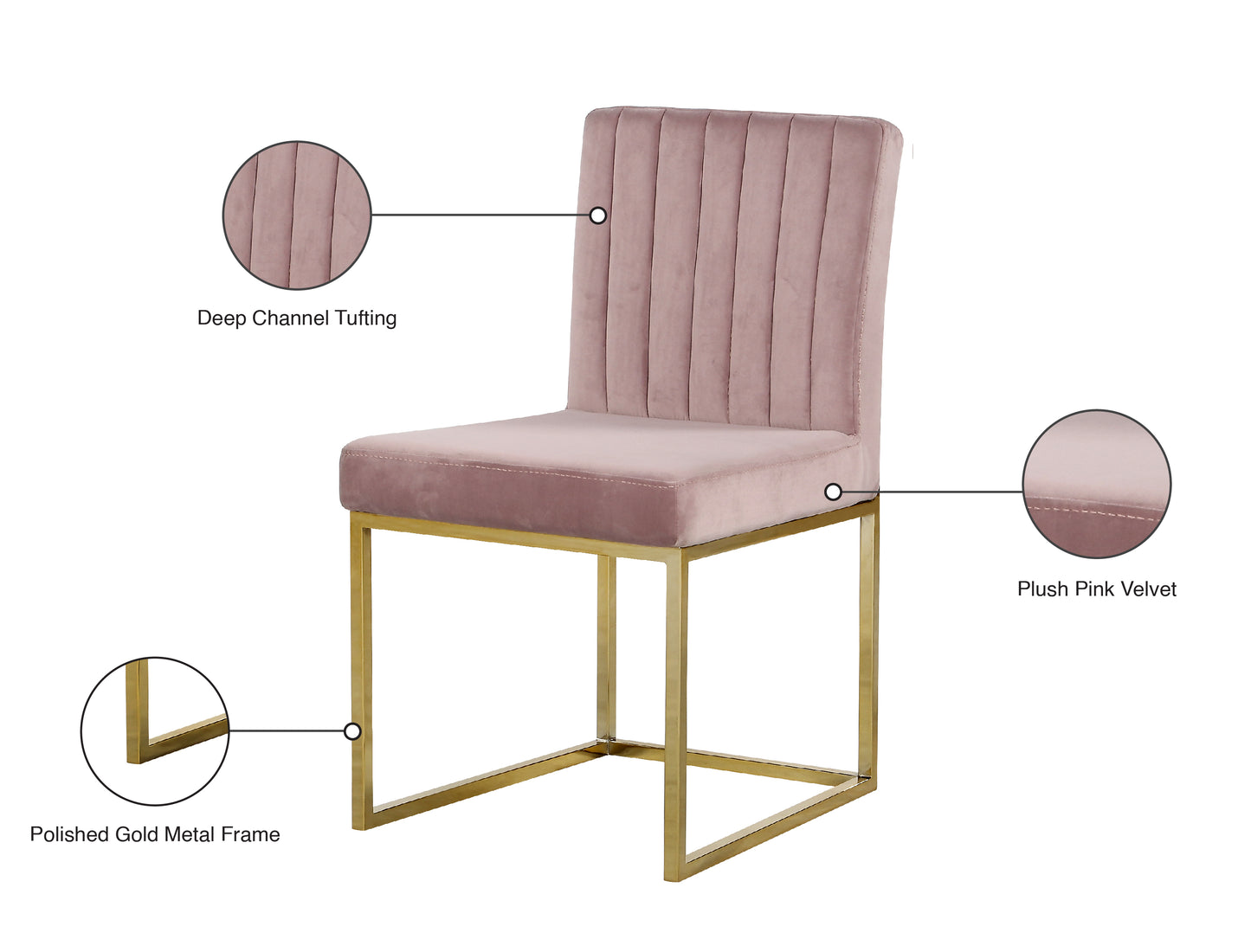 malin pink velvet dining chair c