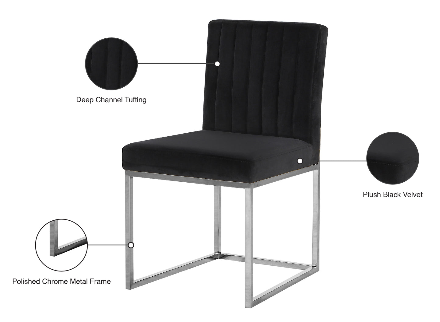 malin black velvet dining chair c