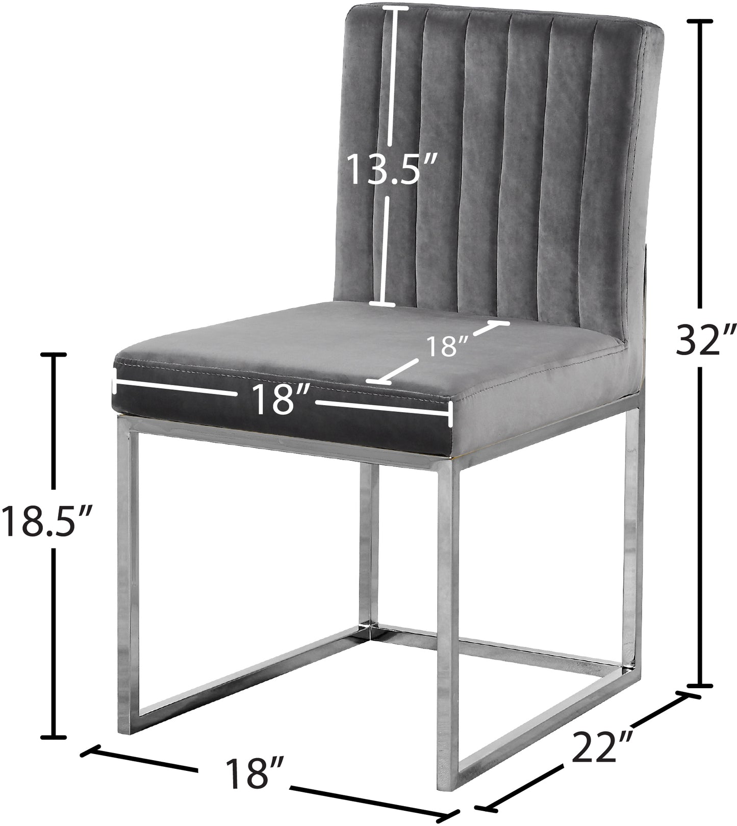 malin grey velvet dining chair c