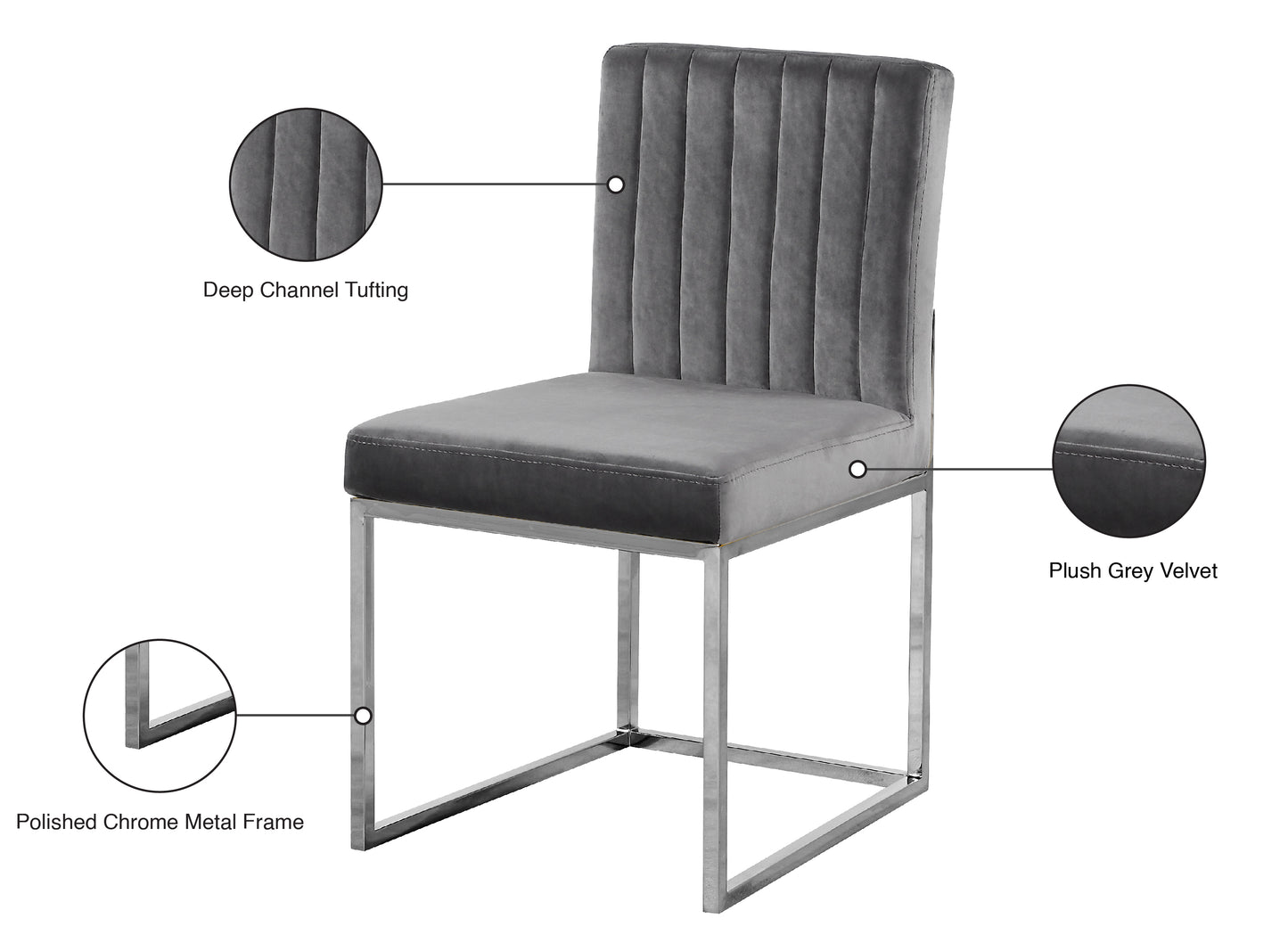 malin grey velvet dining chair c