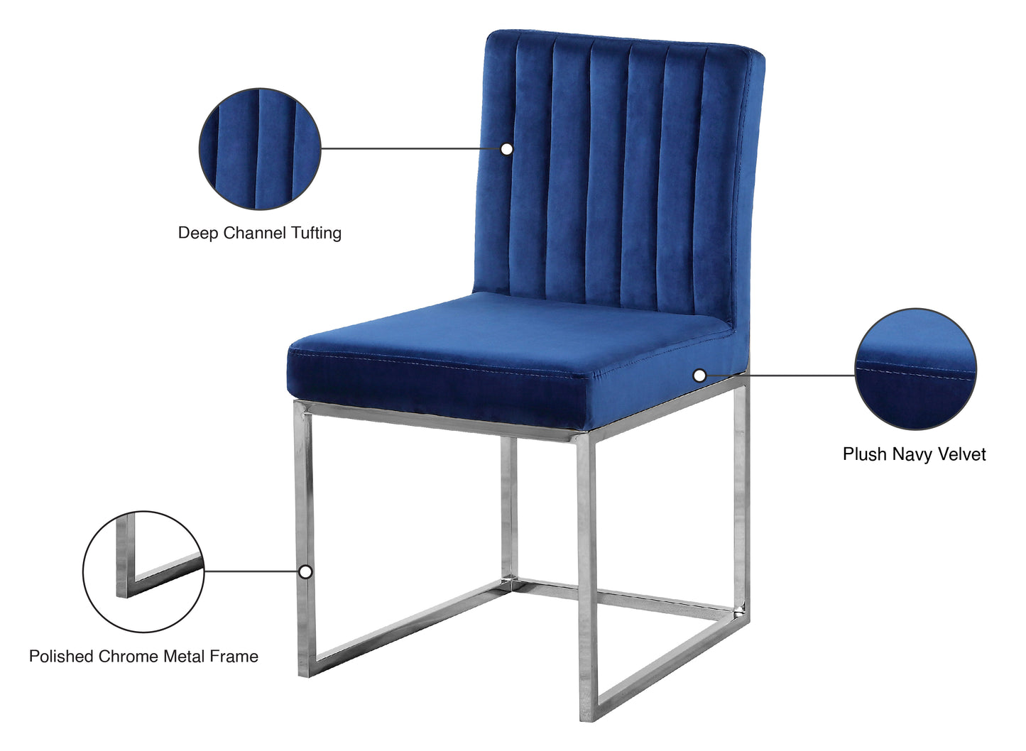 malin navy velvet dining chair c