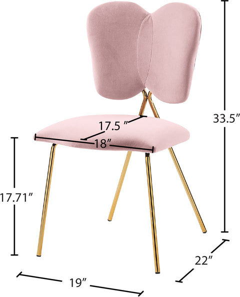 Nola Pink Velvet Upholstered Dining Chair, 2-Piece