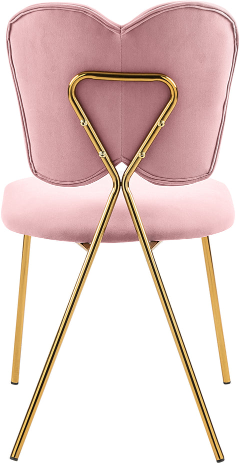 Nola Pink Velvet Upholstered Dining Chair, 2-Piece