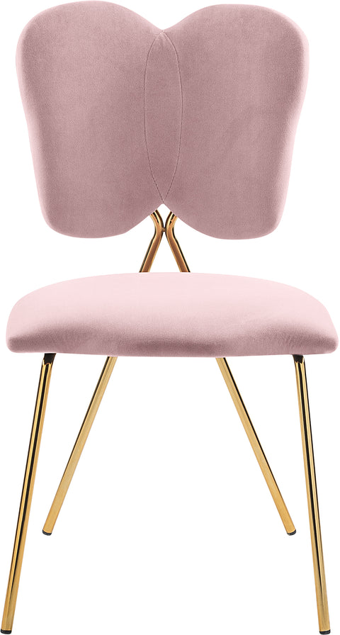 Nola Pink Velvet Upholstered Dining Chair, 2-Piece