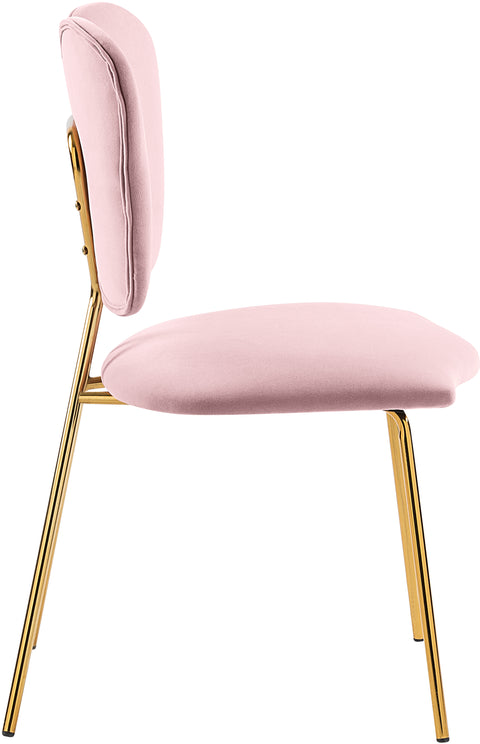 Nola Pink Velvet Upholstered Dining Chair, 2-Piece