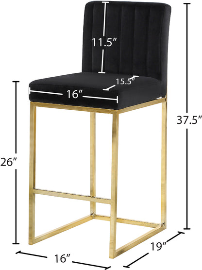 Malin Black Velvet Stool C