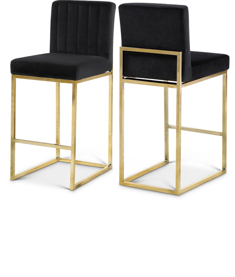 Laurel Black Velvet Upholstered Counter Stool, 1 Piece
