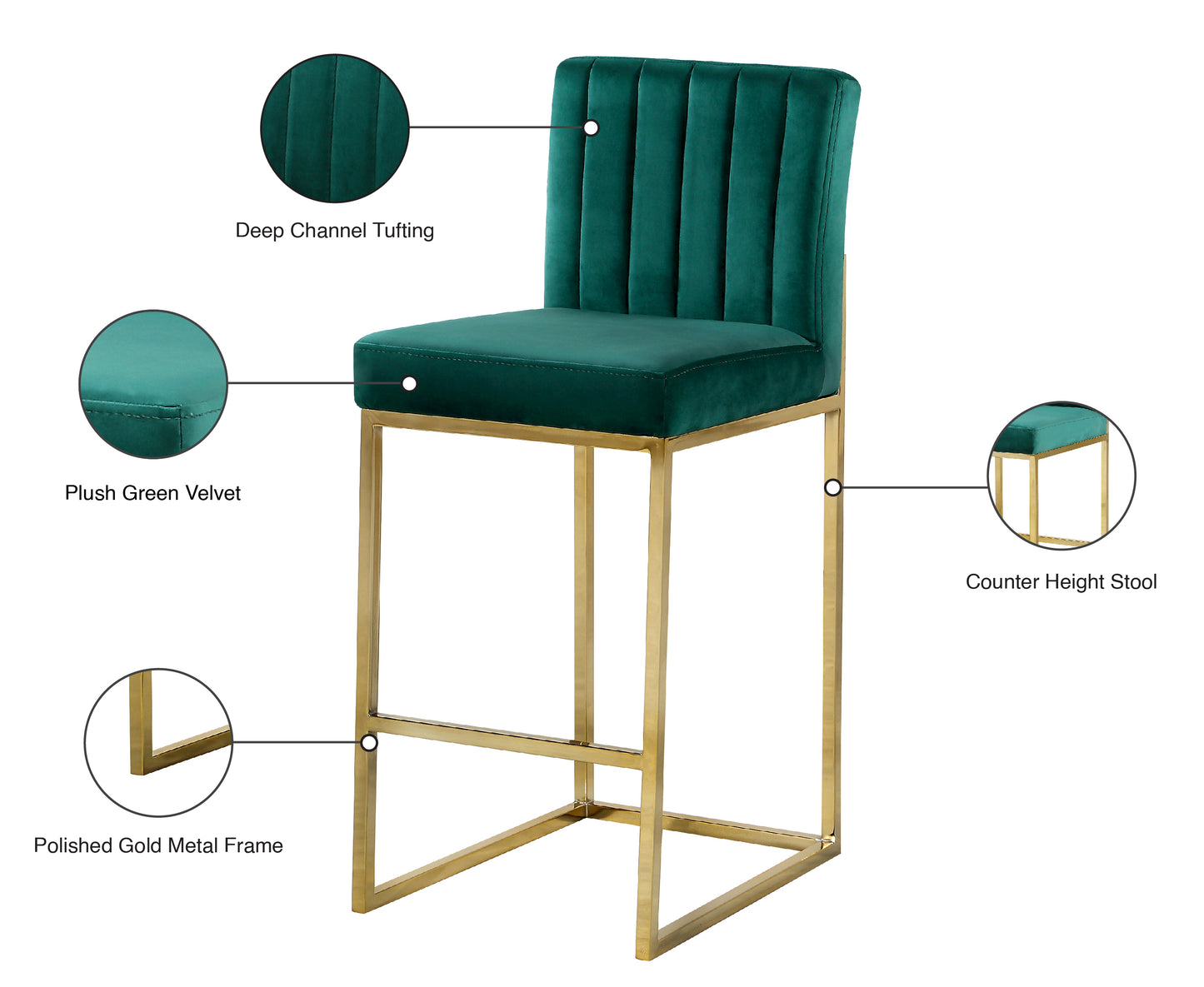 malin green velvet stool c